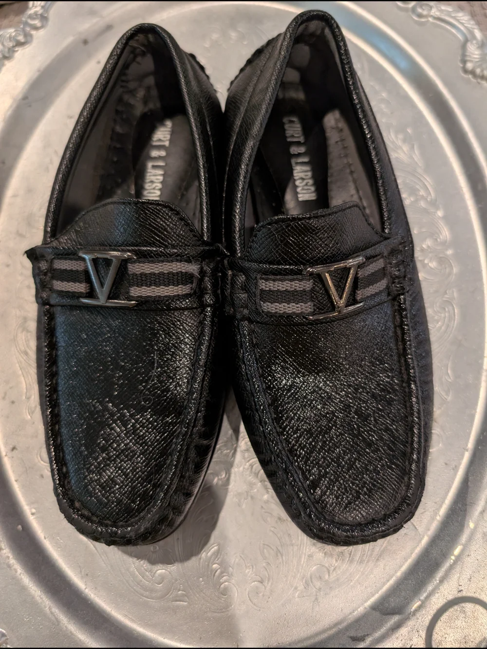 Kids' Black Slip-On Dress Loafers Curt & Larson Size 2